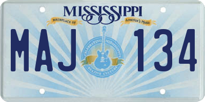 MS license plate MAJ134