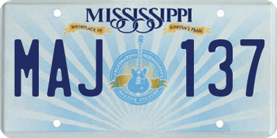 MS license plate MAJ137