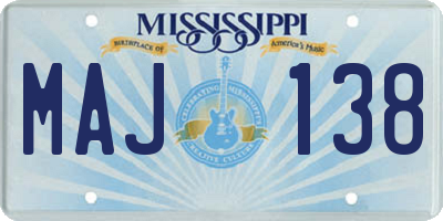 MS license plate MAJ138