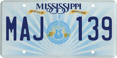 MS license plate MAJ139