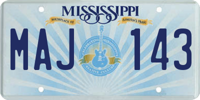 MS license plate MAJ143