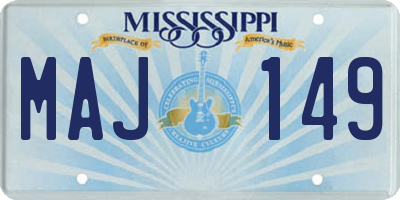 MS license plate MAJ149