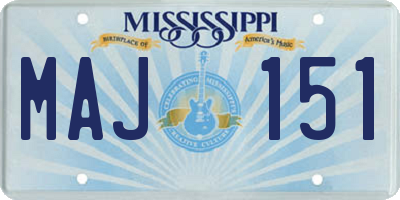 MS license plate MAJ151