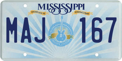 MS license plate MAJ167