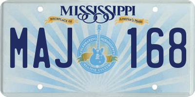 MS license plate MAJ168