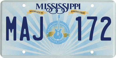MS license plate MAJ172