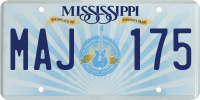 MS license plate MAJ175