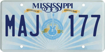 MS license plate MAJ177