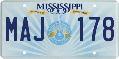 MS license plate MAJ178