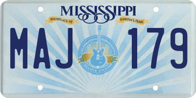 MS license plate MAJ179