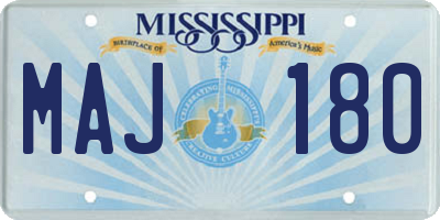 MS license plate MAJ180