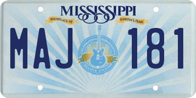 MS license plate MAJ181