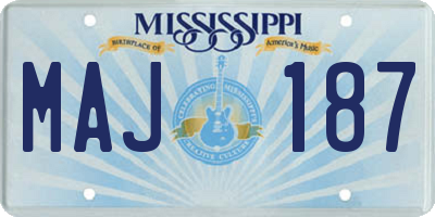 MS license plate MAJ187