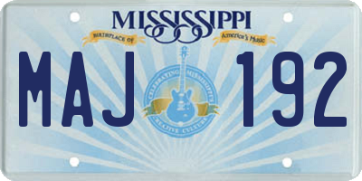 MS license plate MAJ192