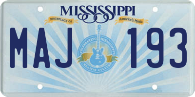 MS license plate MAJ193