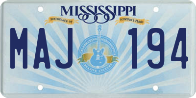 MS license plate MAJ194