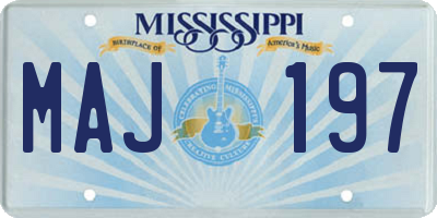MS license plate MAJ197