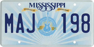 MS license plate MAJ198