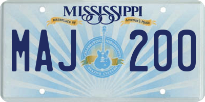 MS license plate MAJ200