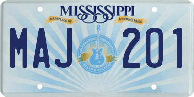 MS license plate MAJ201
