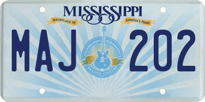 MS license plate MAJ202