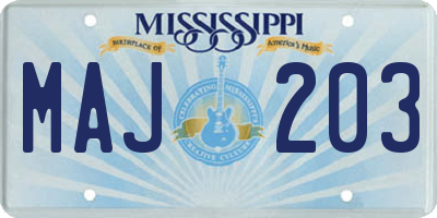 MS license plate MAJ203
