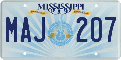 MS license plate MAJ207
