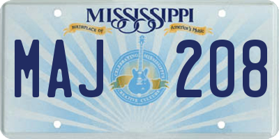MS license plate MAJ208