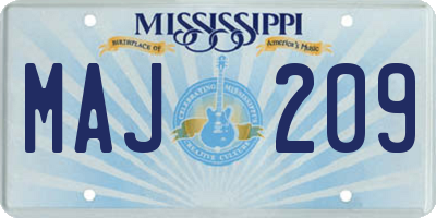 MS license plate MAJ209