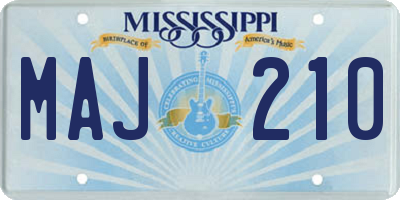 MS license plate MAJ210