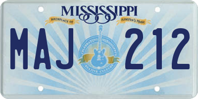 MS license plate MAJ212