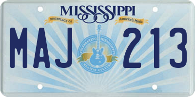 MS license plate MAJ213
