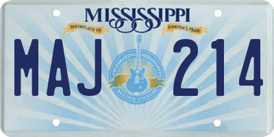 MS license plate MAJ214