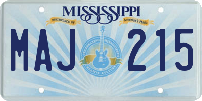 MS license plate MAJ215