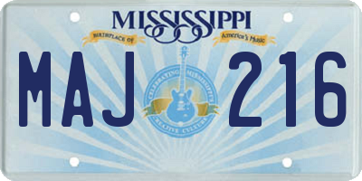 MS license plate MAJ216
