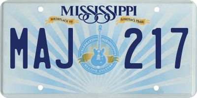 MS license plate MAJ217