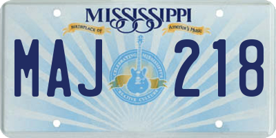 MS license plate MAJ218