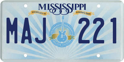 MS license plate MAJ221