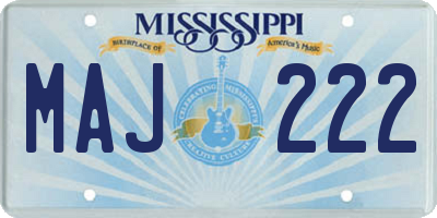 MS license plate MAJ222