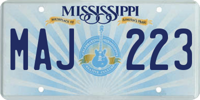 MS license plate MAJ223