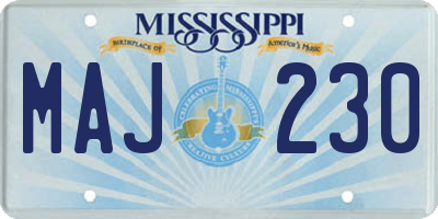 MS license plate MAJ230