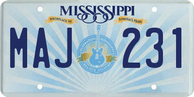 MS license plate MAJ231