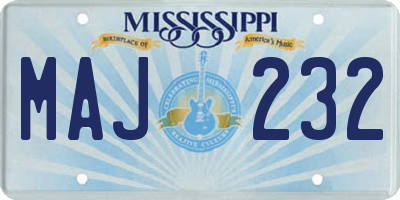 MS license plate MAJ232