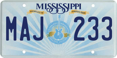 MS license plate MAJ233