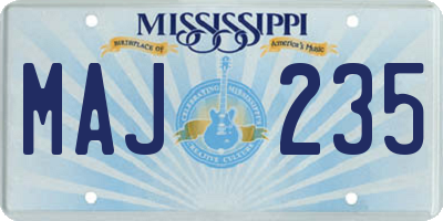 MS license plate MAJ235
