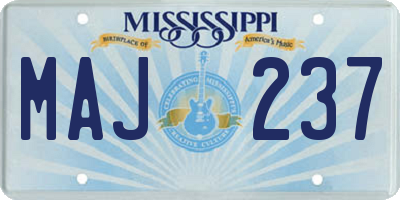 MS license plate MAJ237