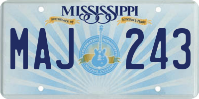 MS license plate MAJ243