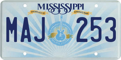 MS license plate MAJ253