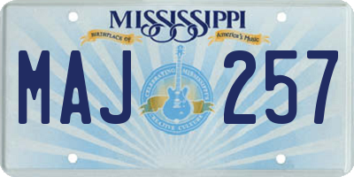 MS license plate MAJ257