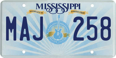 MS license plate MAJ258